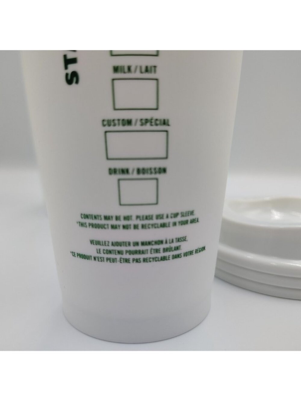Starbucks Grande Cups Reusable Coffee 16 Oz. Match Lids Set of 5 White Plastic - Picture 5 of 9